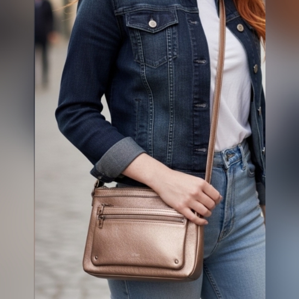 Relic By Fossil Rose Gold Faux Leather Crossbody